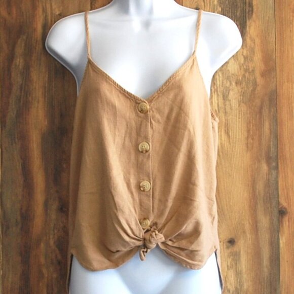 Urban Daizy Tank Blouse Cropped Tan M - Picture 1 of 3